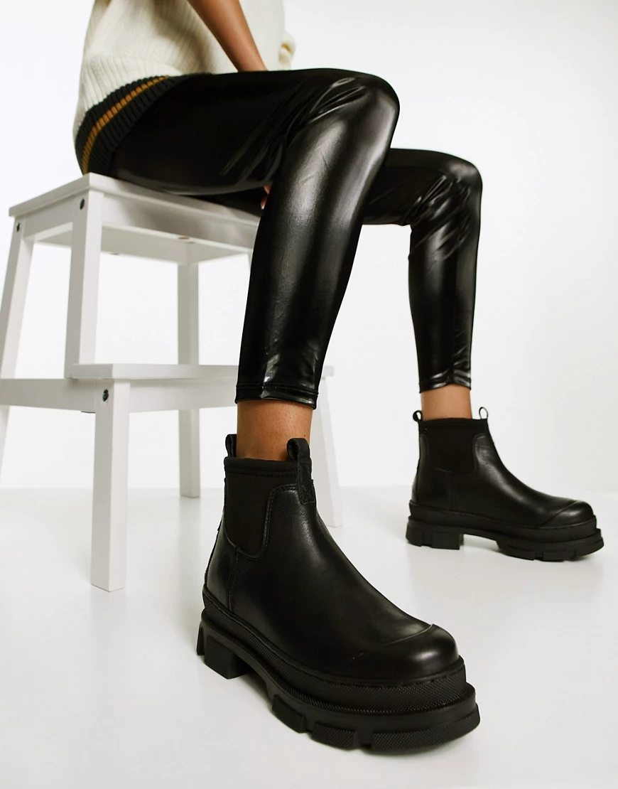 ALDO – Puddle – Chelsea-Ankle-Boots in Schwarz mit dicker Sohle günstig online kaufen