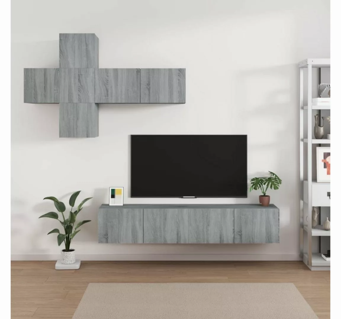 furnicato TV-Schrank 7-tlg. TV-Schrank-Set Grau Sonoma Holzwerkstoff günstig online kaufen