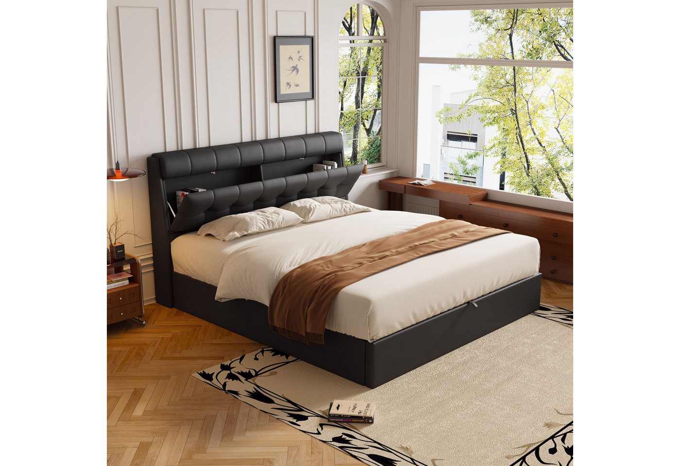 OKWISH Polsterbett Hydraulisches Bett (140*190cm), mit Lattenrost, verdeckt günstig online kaufen