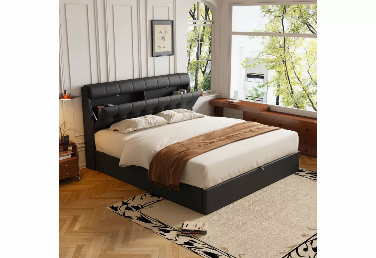 MODFU Polsterbett Hydraulisches Bett (140*190cm), mit Lattenrost, verdeckte günstig online kaufen