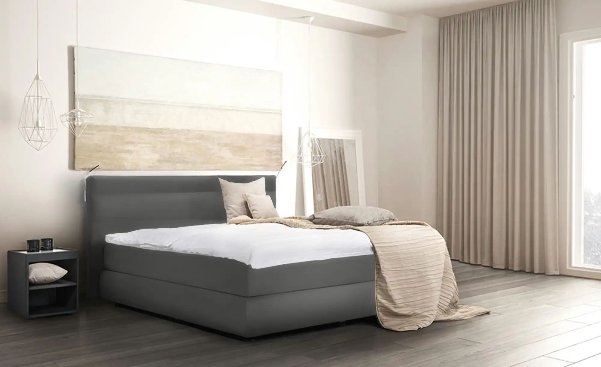 Wohnwert Boxspringbett  Dormian Bolge Low ¦ grau ¦ Maße (cm): B: 200 H: 102 günstig online kaufen