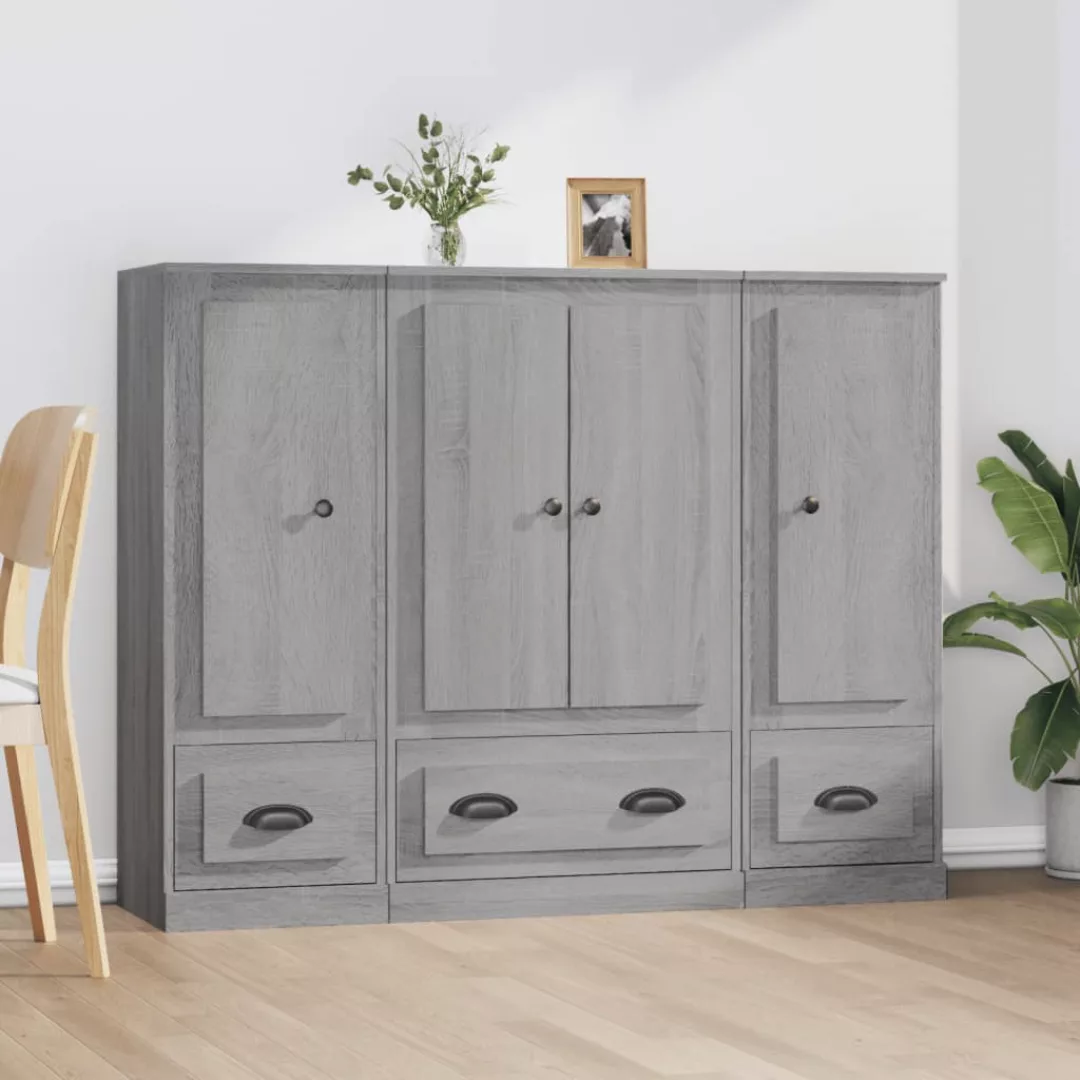 Vidaxl Highboards 3 Stk. Grau Sonoma Holzwerkstoff günstig online kaufen