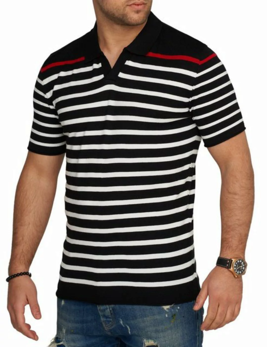 CARISMA Poloshirt CROLITE Strick Kurzarm Polo T-Shirt Stripe günstig online kaufen