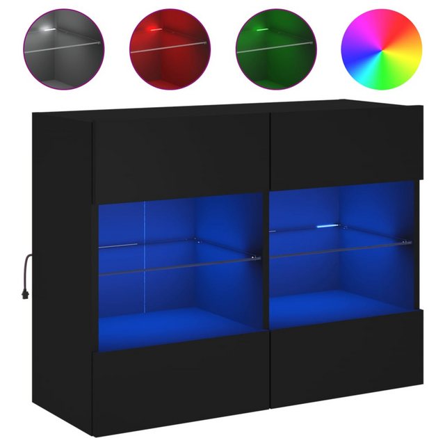 vidaXL TV-Schrank TV-Wandschrank mit LED-Leuchten Schwarz 78,5x30x60,5 cm günstig online kaufen