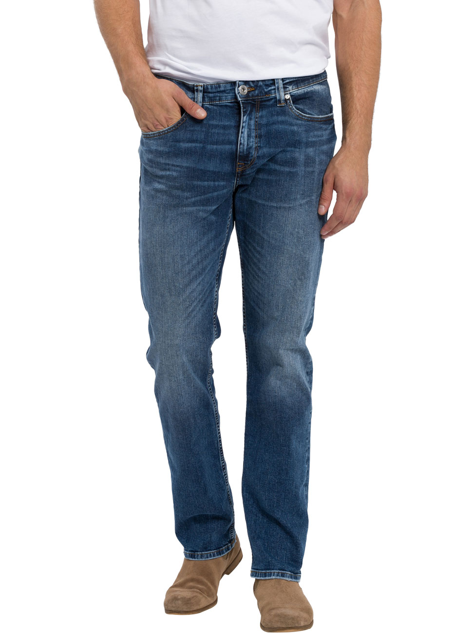 Cross Jeans Herren Jeans Dylan - Regular Fit - Blau - Mid Blue Used günstig online kaufen