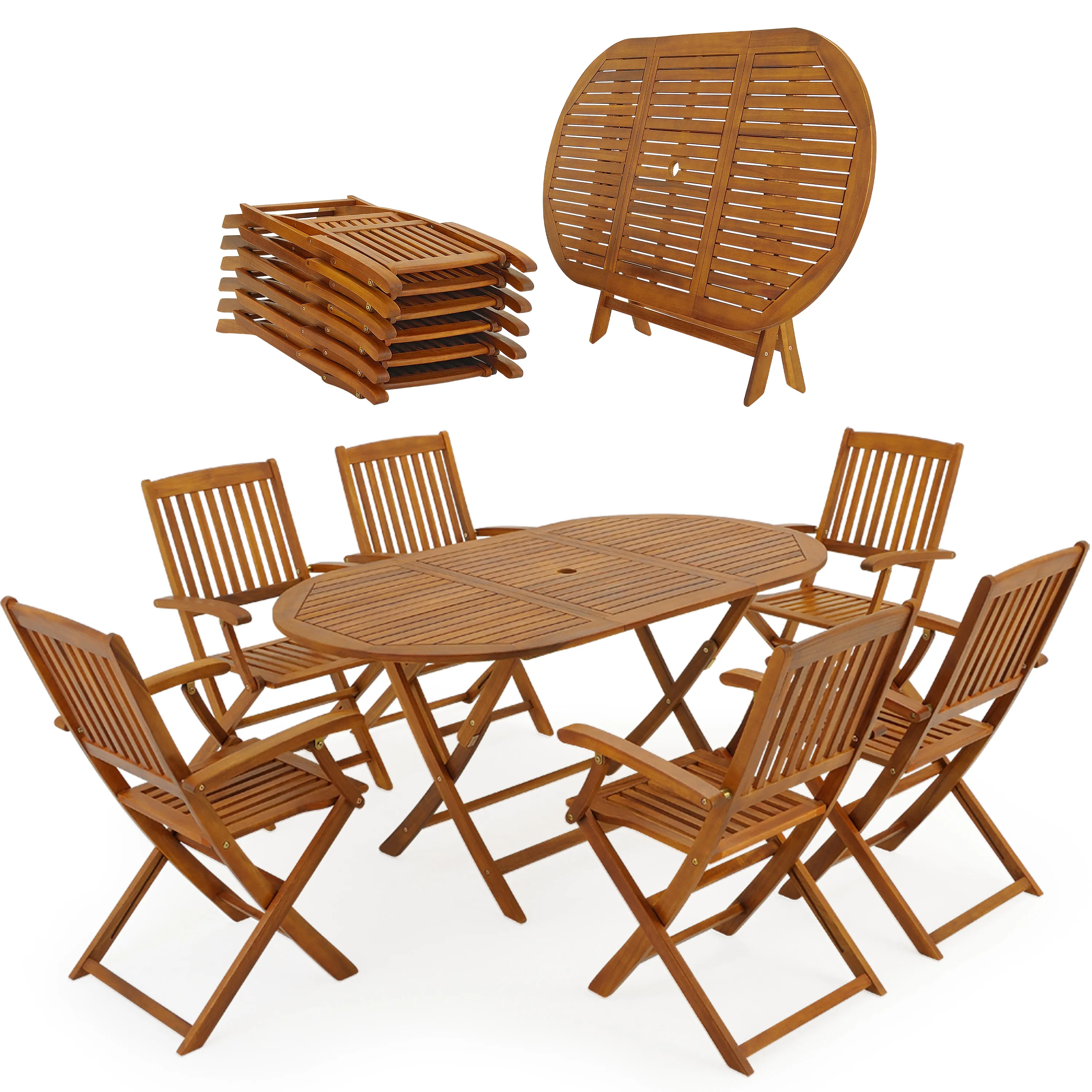 Garten-Sitzgruppe Boston 7-tlg Akazienholz + Abdeckplane günstig online kaufen
