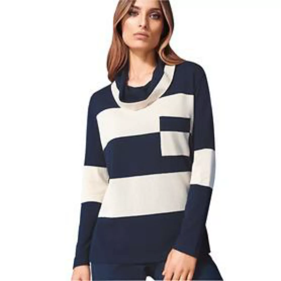 Rollkragenpullover gestreift dkl-blau/ecru, Gr. 40 günstig online kaufen