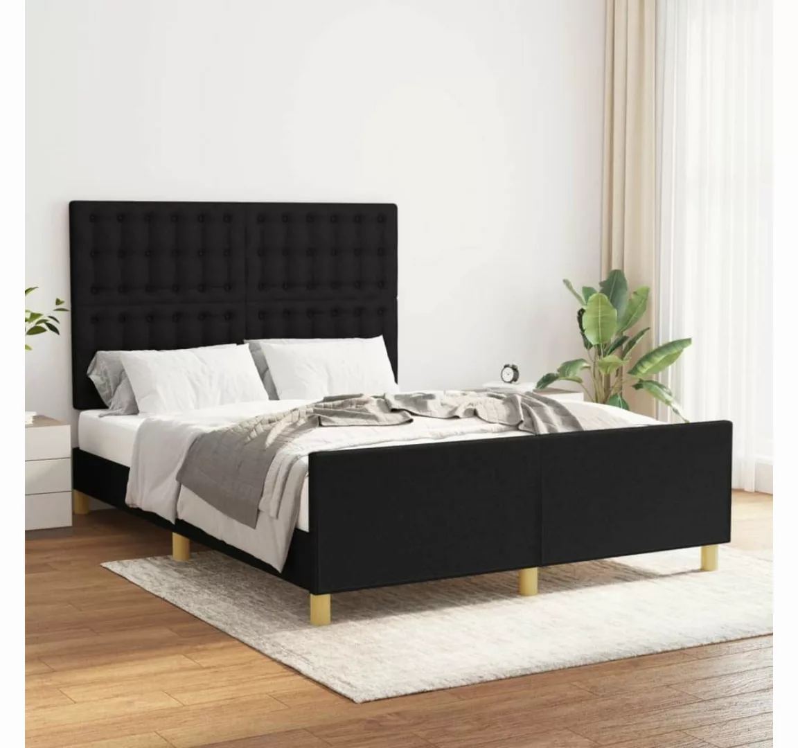 furnicato Bett Bettgestell mit Kopfteil Schwarz 140x200 cm Stoff günstig online kaufen