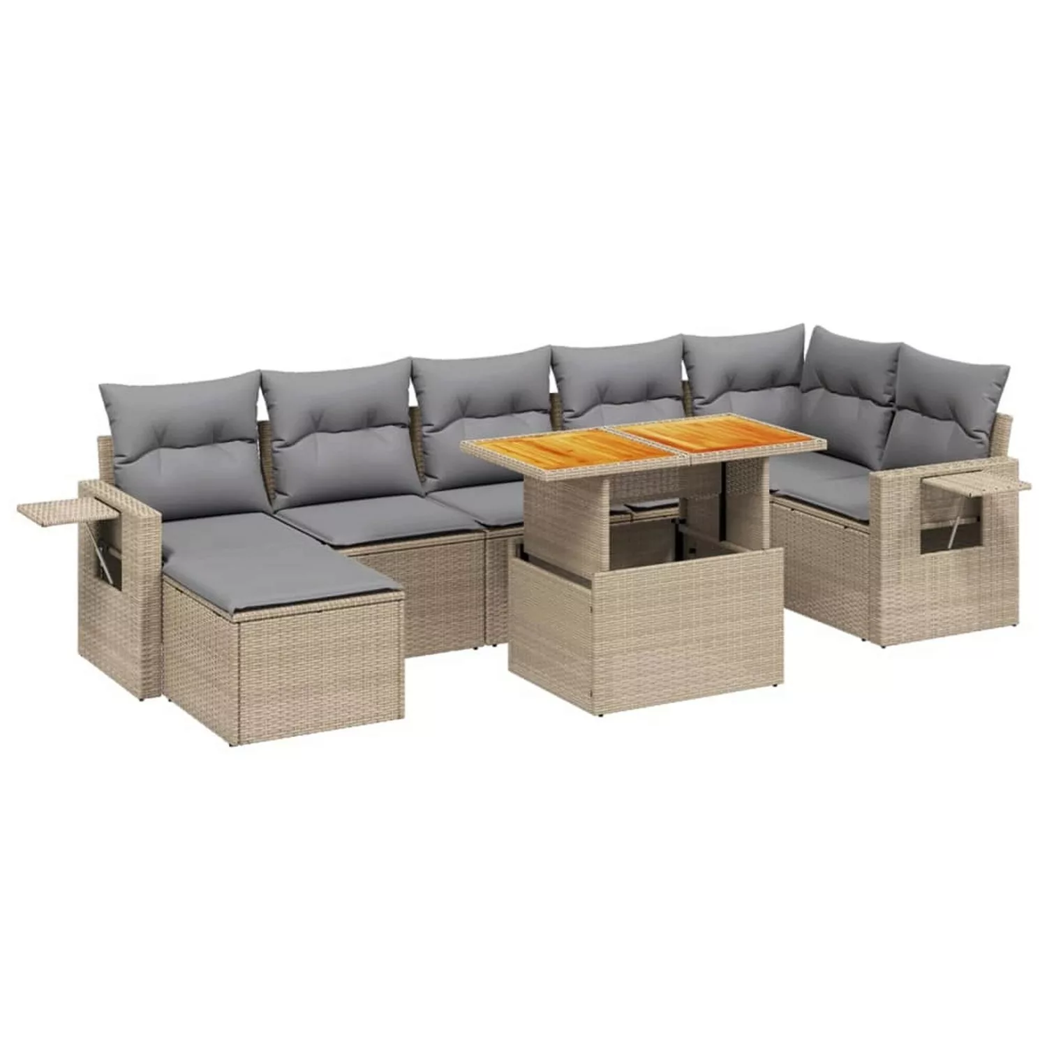 vidaXL 8-tlg Garten-Sofagarnitur mit Kissen Beige Poly Rattan Modell 302 günstig online kaufen