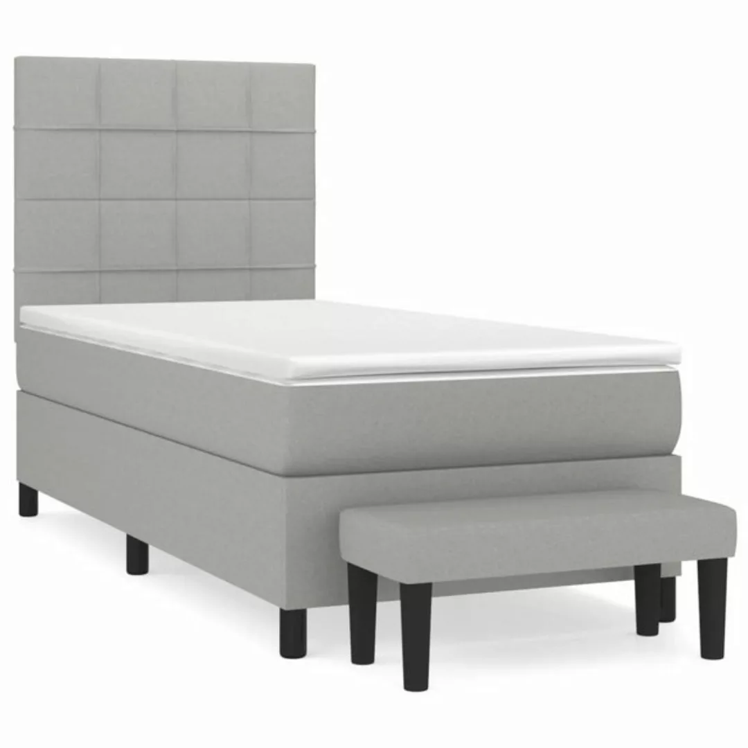 vidaXL Boxspringbett Boxspringbett mit Matratze und Fusshocker Stoff (80 x günstig online kaufen