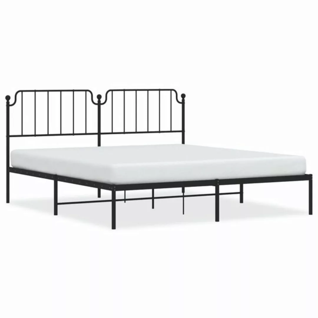 vidaXL Bettgestell, Bettrahmen mit Kopfteil Metall Schwarz 183x213 cm günstig online kaufen