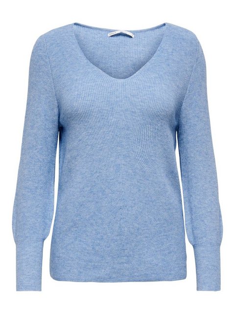 ONLY Lang V-ausschnitt Strickpullover Damen Blau günstig online kaufen