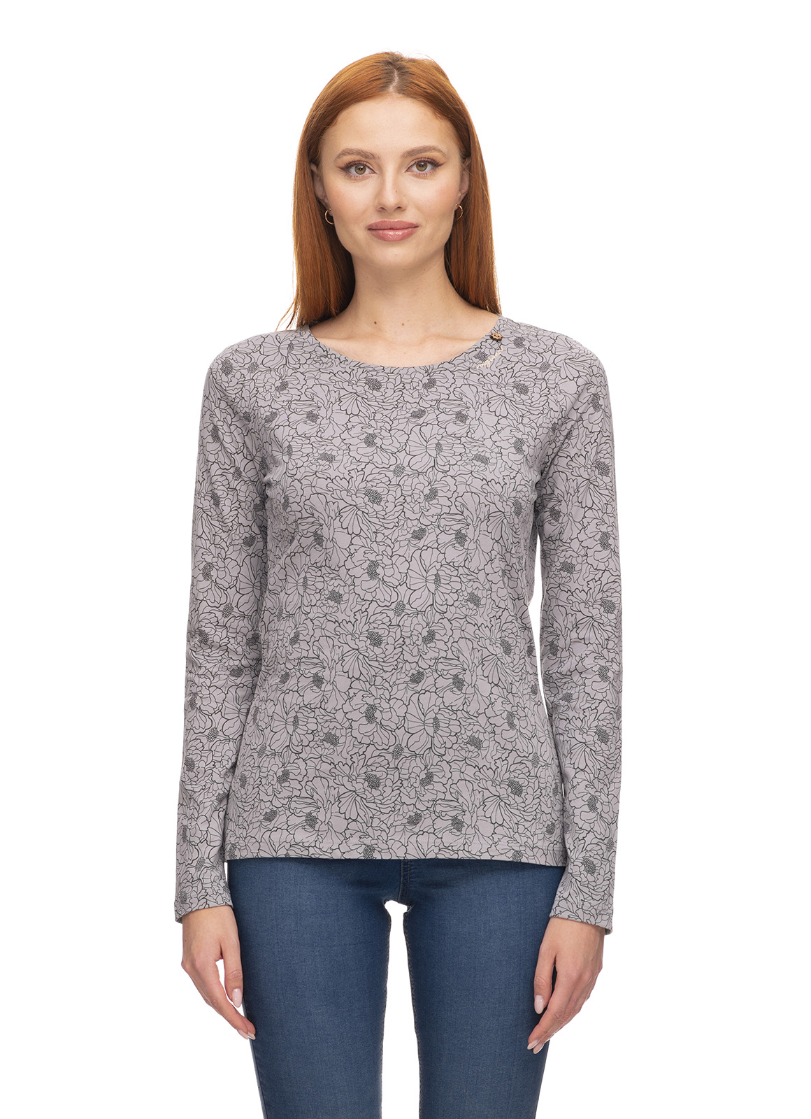 Ragwear Langarmshirt Florah Long Print Organic light grey günstig online kaufen