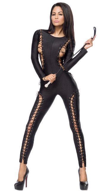 Atixo Overall Overall mit Schnürungen Catsuit Langarm-Jumpsuit in schwarz P günstig online kaufen