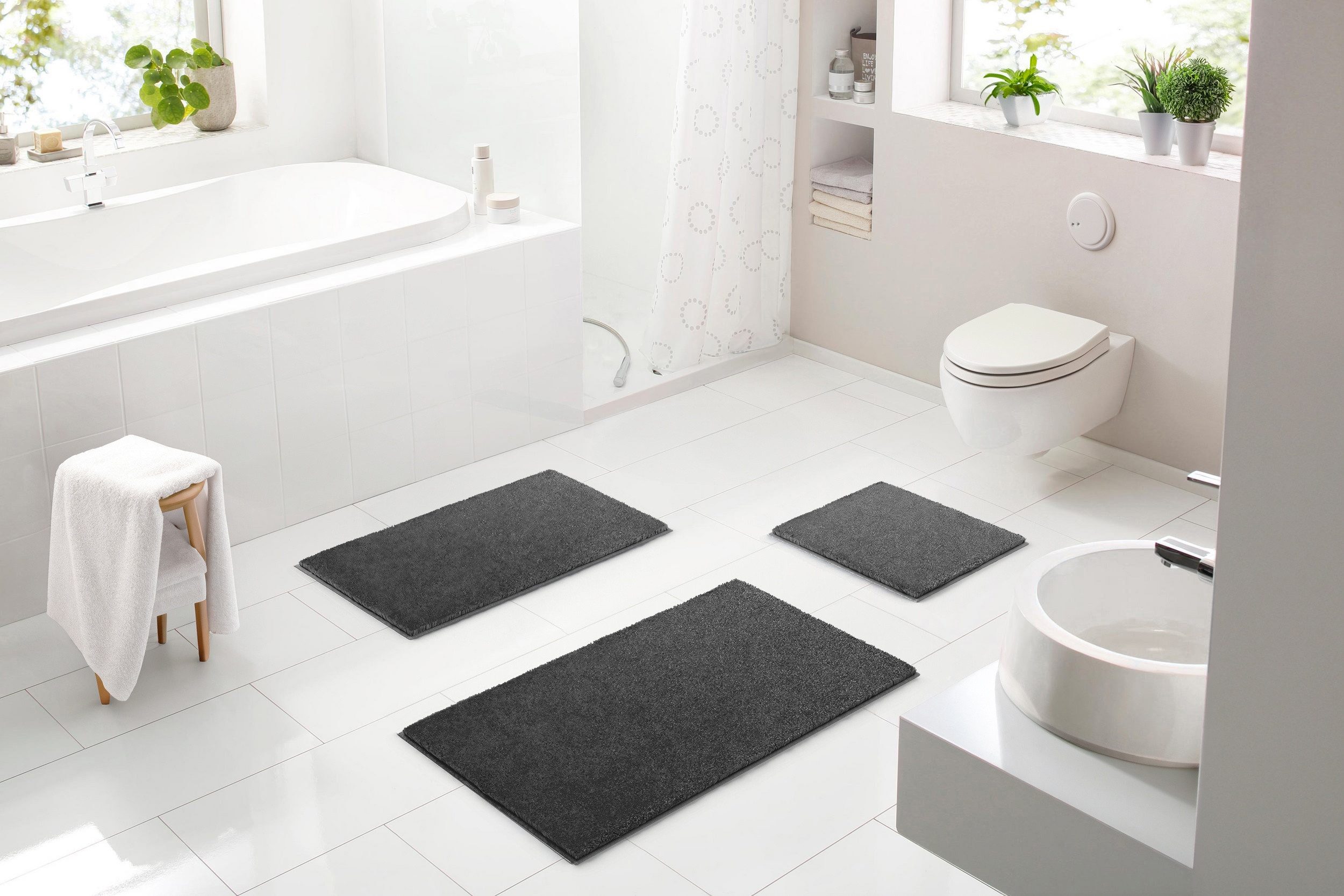 Grund Badematte   ¦ schwarz ¦ Synthetik ¦ Maße (cm): B: 60 H: 1,8 Badtextil günstig online kaufen