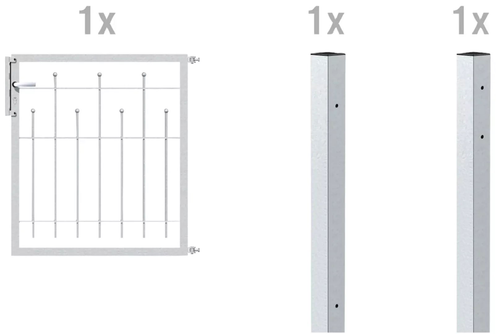 Metallzaun Einzeltor-Set Madrid verzinkt z. Einbetonieren 80 cm x 100 cm günstig online kaufen