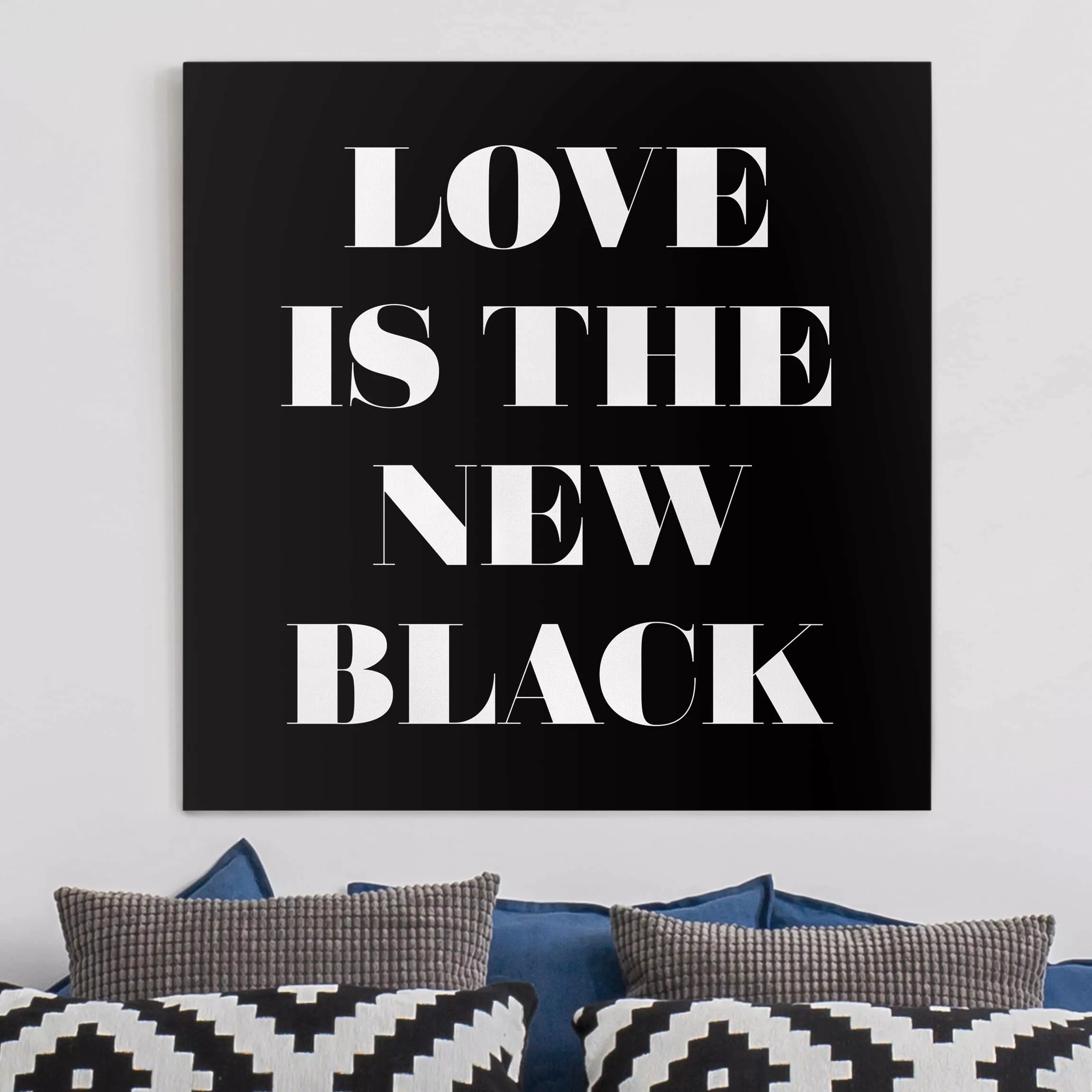 Leinwandbild Schwarz-Weiß - Quadrat Love is the new black günstig online kaufen