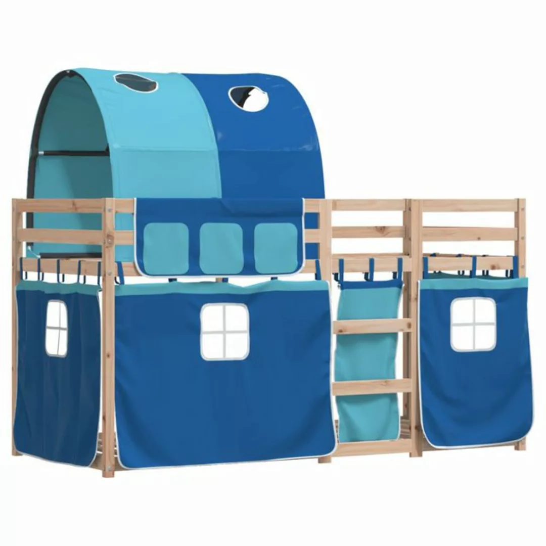 vidaXL Etagenbett Etagenbett mit Vorhängen Blau 75x190 cm Massivholz Kiefer günstig online kaufen