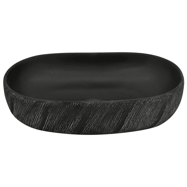 vidaXL Waschbeckenschrank Aufsatzwaschbecken Schwarz Oval 59x40x14 cm Keram günstig online kaufen