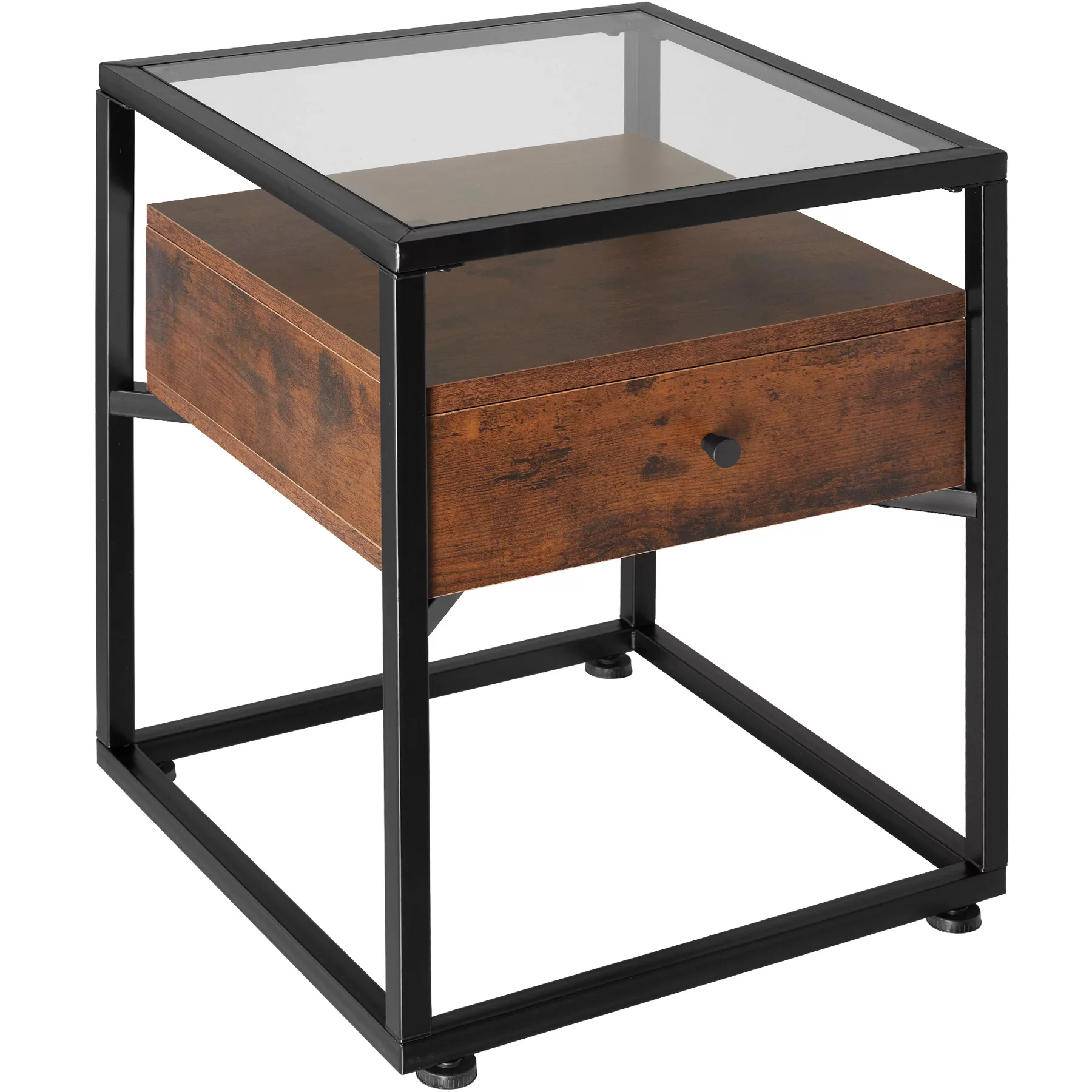 Nachttisch Preston 43x45x54,5cm - Industrial Holz dunkel, rustikal günstig online kaufen