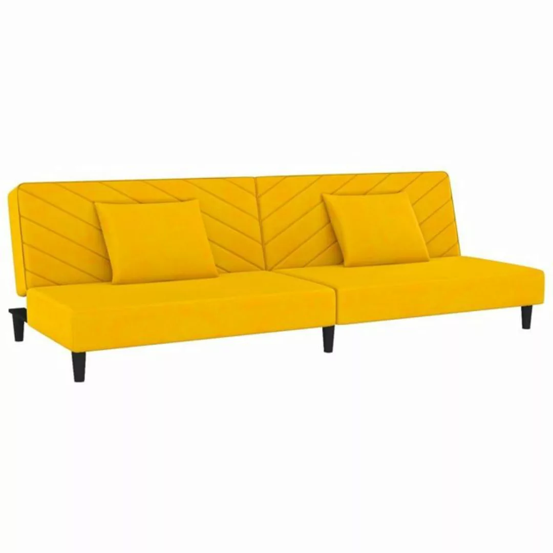 vidaXL Sofa Schlafsofa 2-Sitzer mit 2 Kissen Gelb Samt günstig online kaufen