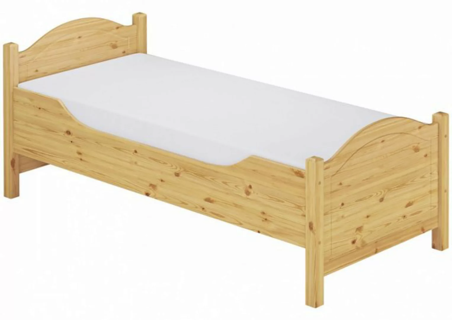 ERST-HOLZ Einzelbett Holzbett hoch Kiefer massiv Überlänge 90x220 mit Rost günstig online kaufen