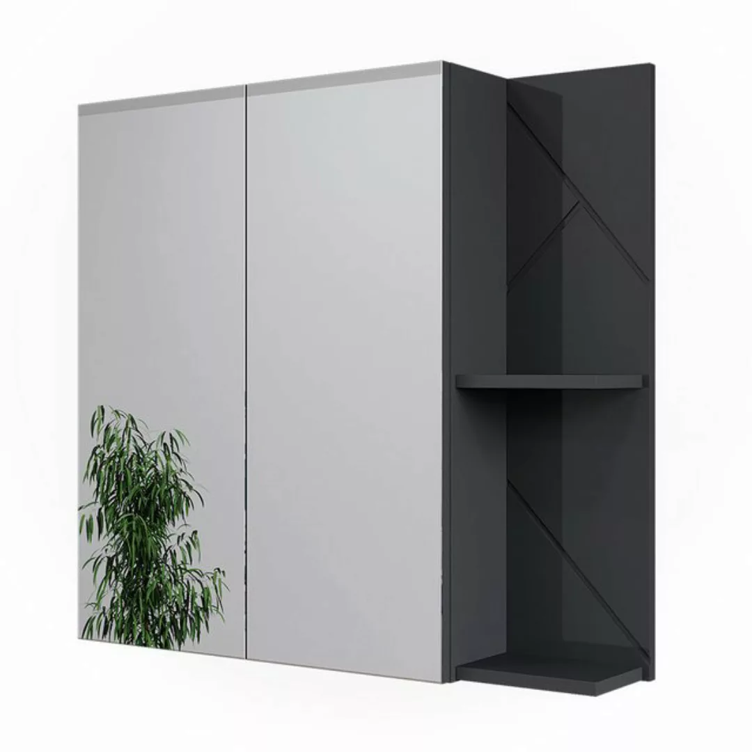 Vicco Badezimmerspiegelschrank Irma, Anthrazit Hochglanz, 80 x 75 cm günstig online kaufen