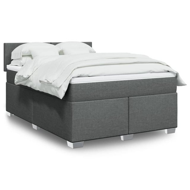 vidaXL Boxspringbett, Boxspringbett mit Matratze Dunkelgrau 140x190 cm Stof günstig online kaufen