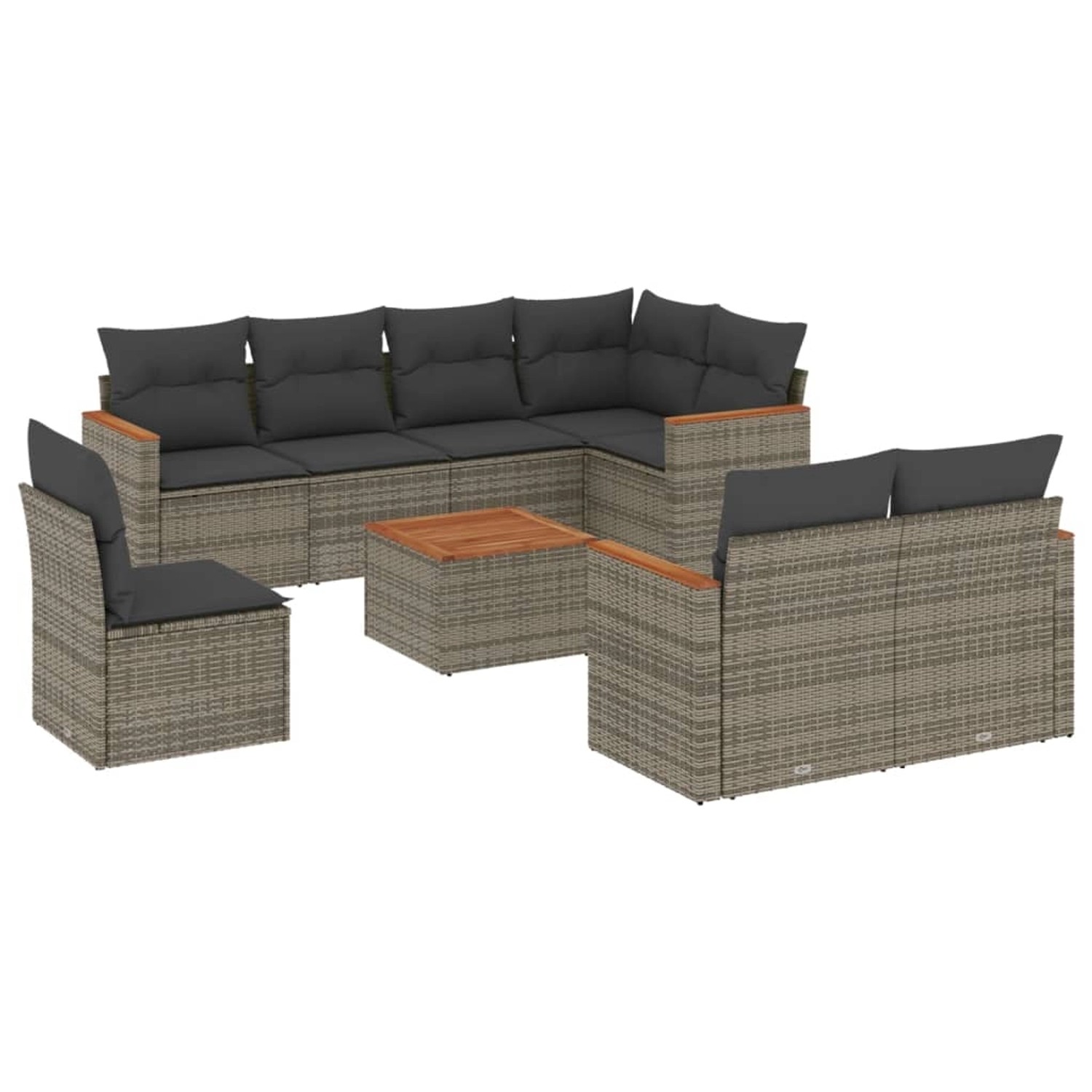 vidaXL 9-Tlg Garten-Sofagarnitur mit Kissen Grau Poly Rattan 3226172 günstig online kaufen