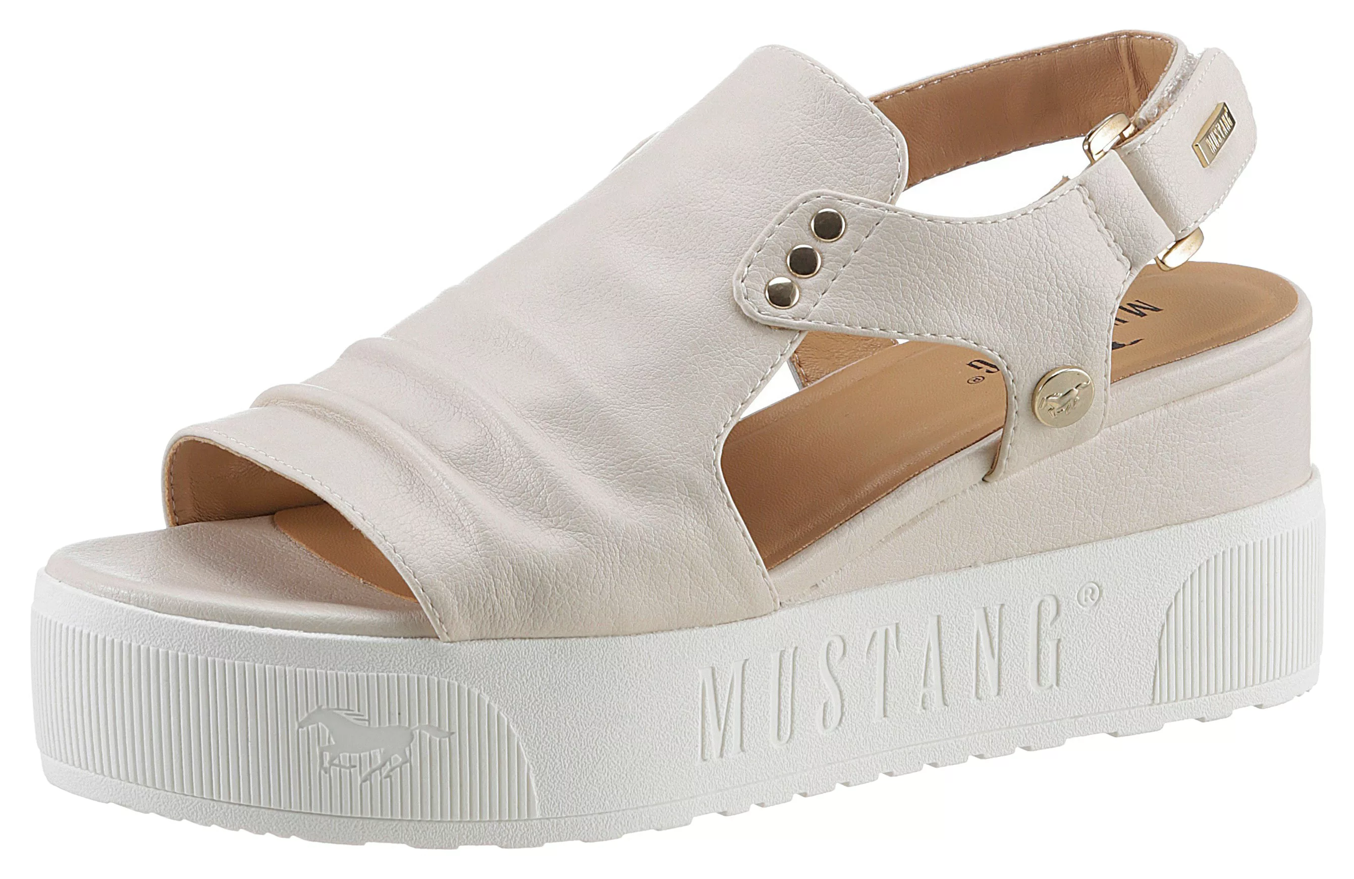 Mustang Shoes Keilsandalette, Sommerschuh, Sandale, Keilabsatz, mit Klettri günstig online kaufen