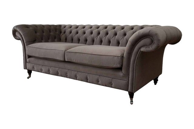 JVmoebel Sofa Taupe Chesterfield Stoffsofa Luxus Couch Moderner Dreisitzer günstig online kaufen