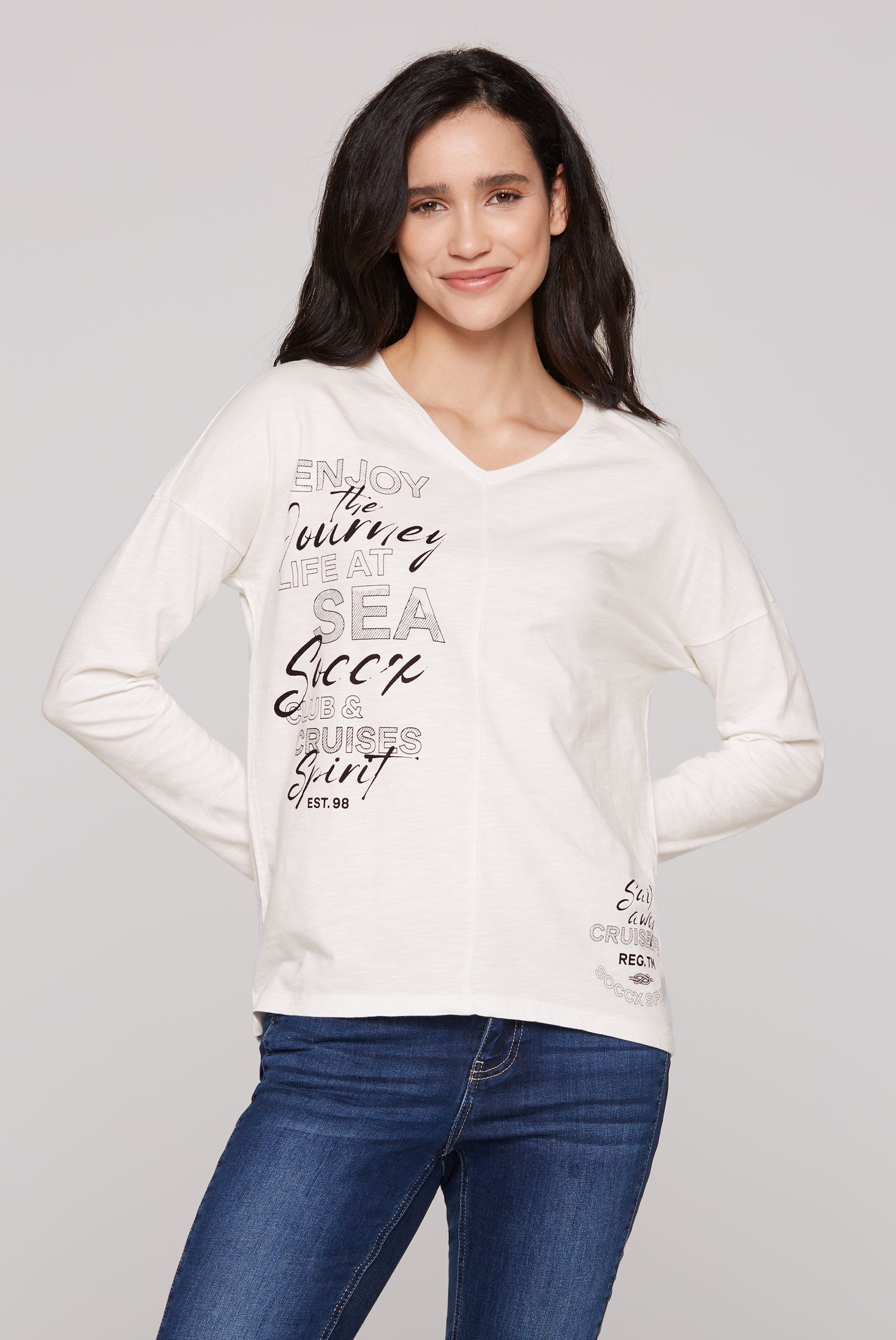 SOCCX Langarmshirt SOCCX Langarmshirt mit V-Ausschnitt günstig online kaufen