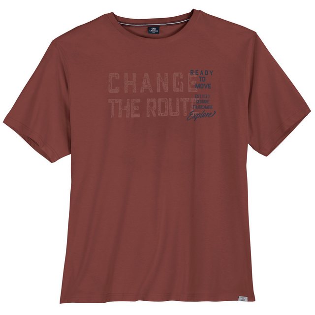 LERROS Rundhalsshirt Große Größen Herren T-Shirt weinrot Frontprint CHANGE günstig online kaufen