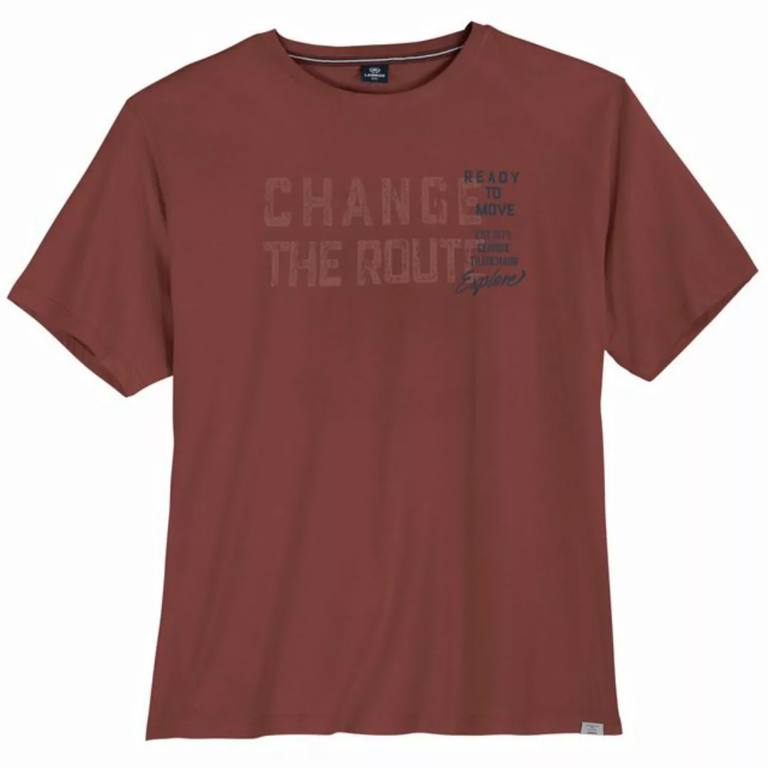 LERROS Rundhalsshirt Große Größen Herren T-Shirt weinrot Frontprint CHANGE günstig online kaufen