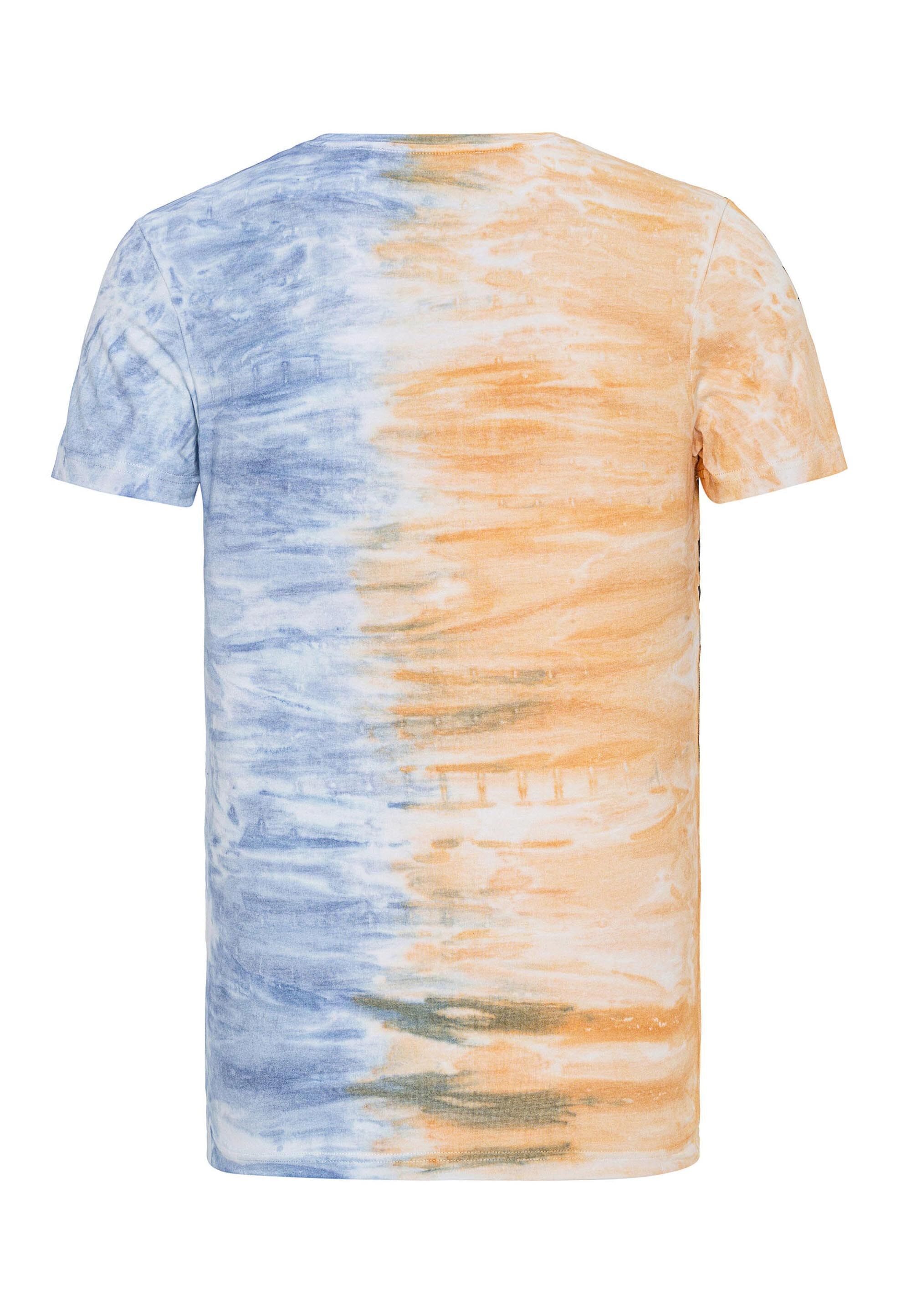 Cipo & Baxx T-Shirt "T-Shirt", im Batik-Look mit Print auf Front und Rücken günstig online kaufen