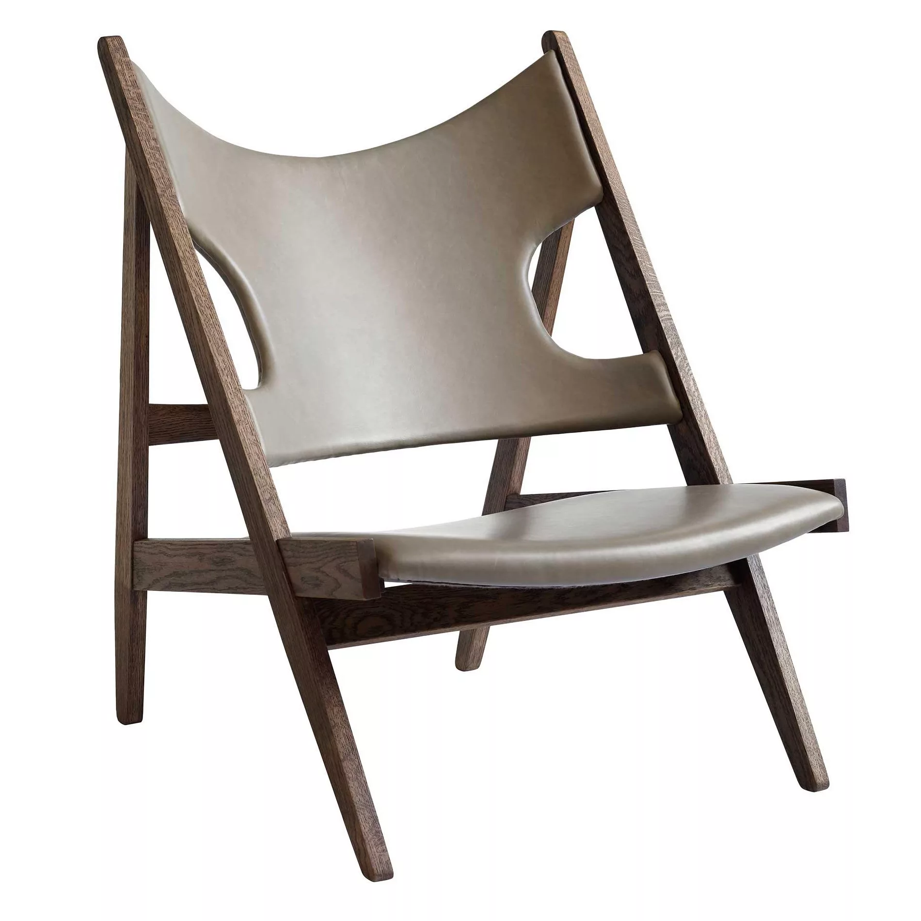 Menu - Knitting Chair - grau-braun/Bezug Leder Dakar aniline/Gestell dunkel günstig online kaufen