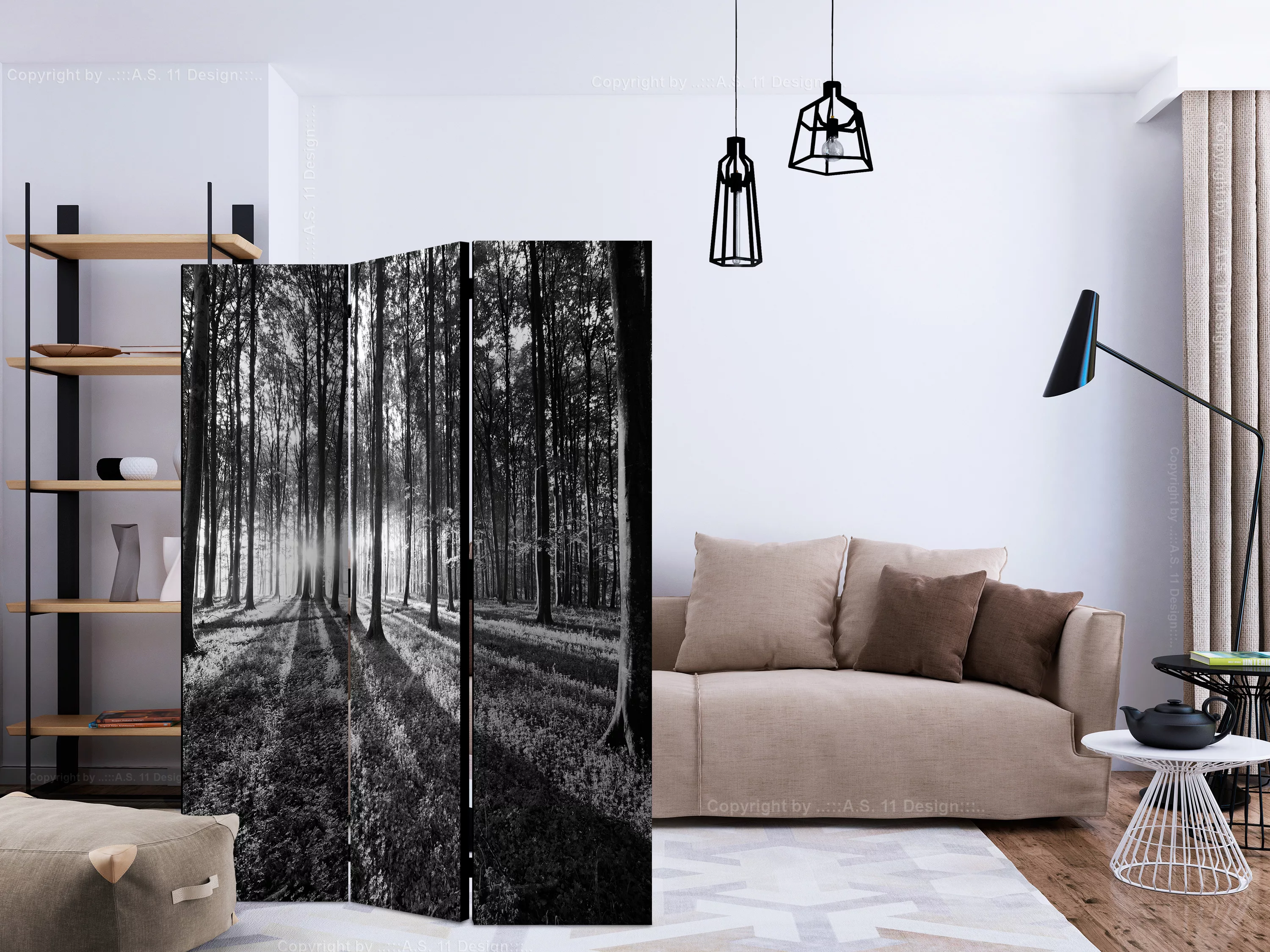 3-teiliges Paravent - Grey Wilderness [room Dividers] günstig online kaufen