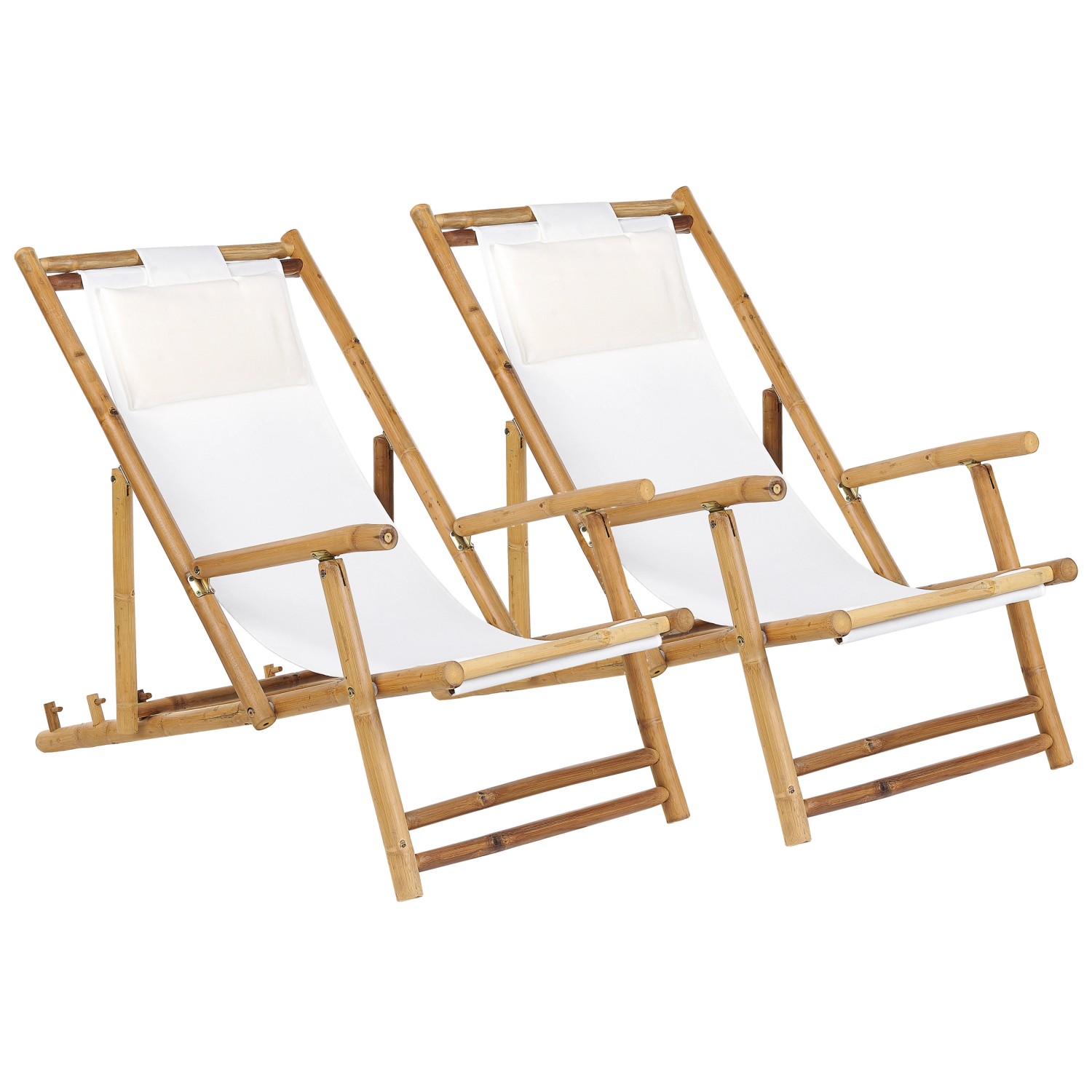 Beliani Gartenliege Heller Holzfarbton Weiss 101x60x90 günstig online kaufen