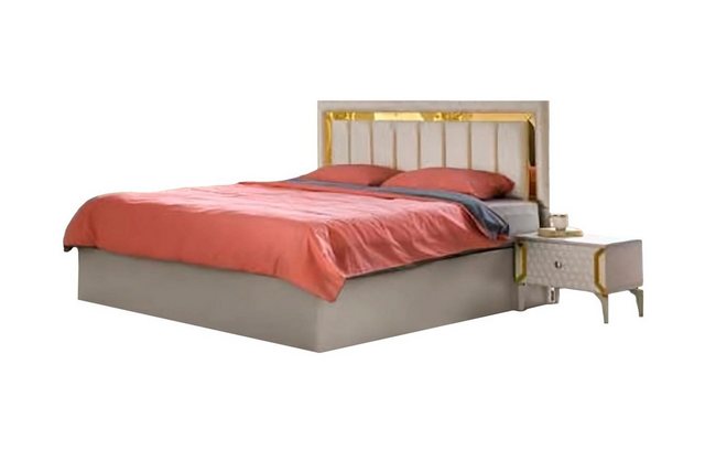 JVmoebel Bett Schlafzimmer Dopplebett Beige Einfarbig Modern Rechteckig Des günstig online kaufen