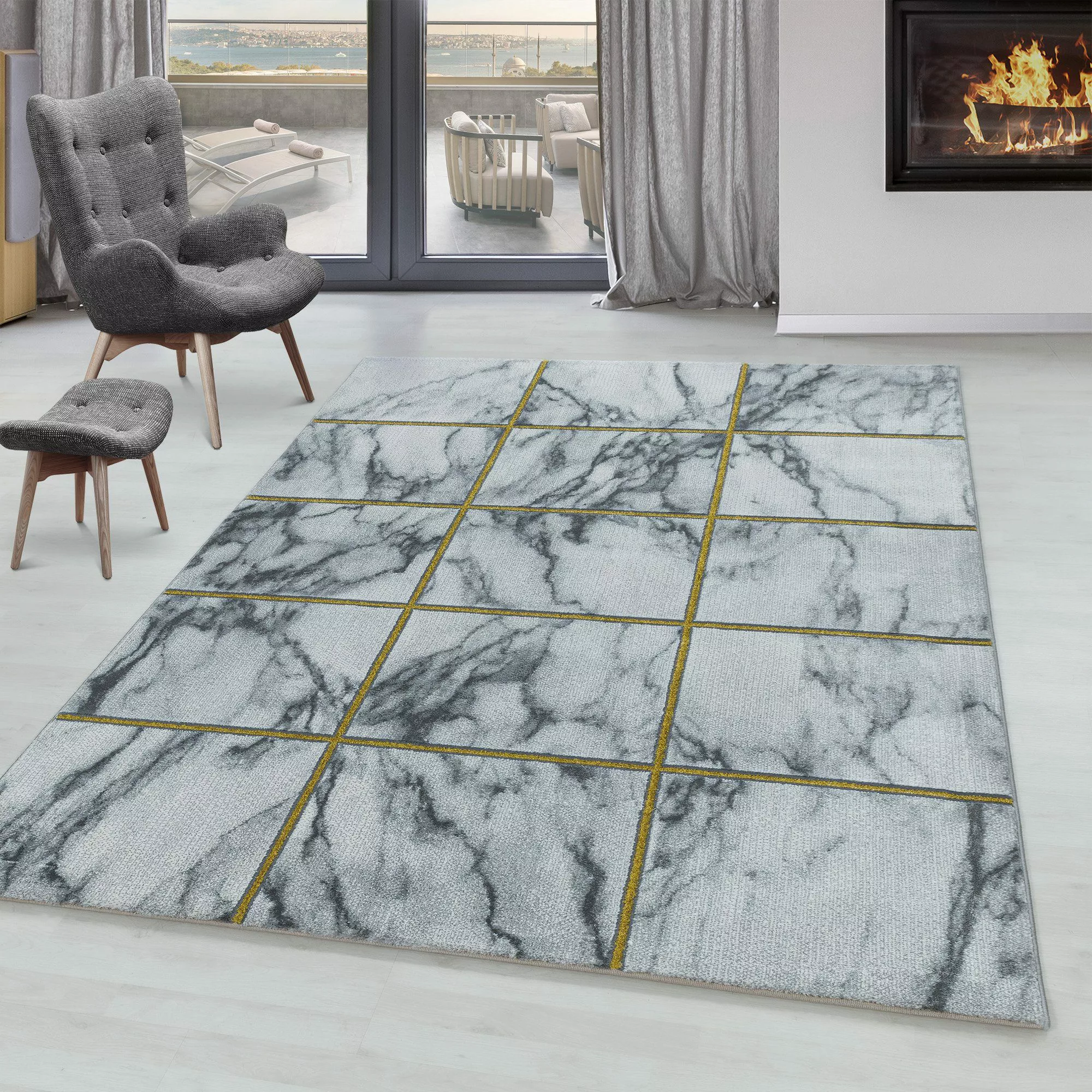 SIMPEX24 Designteppich Marmor Design, Läufer, Höhe: günstig online kaufen