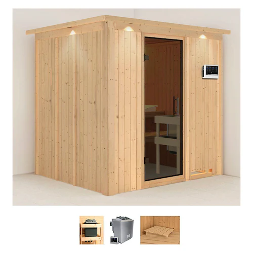 Karibu Sauna »Solida«, (Set), 9 KW-Bio-Ofen mit externer Steuerung günstig online kaufen