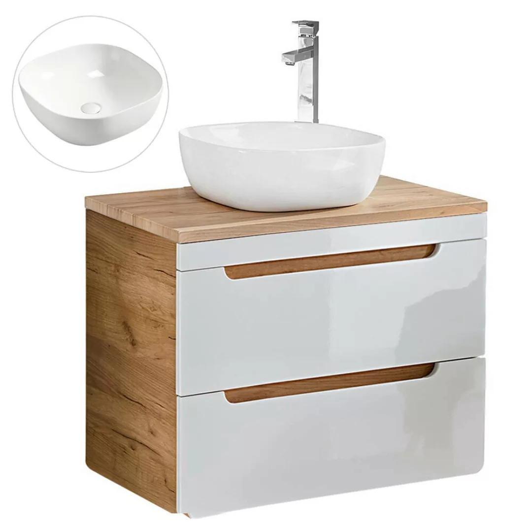 Lomadox Waschtischunterschrank 80cm mit 40cm Keramik-Waschbecken LUTON-56 günstig online kaufen