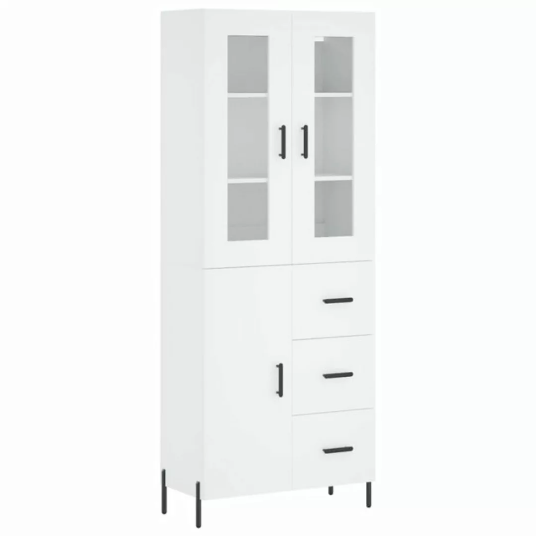 vidaXL Vitrine Highboard Weiß 69,5x34x180 cm Spanplatte Glas Vitrine günstig online kaufen