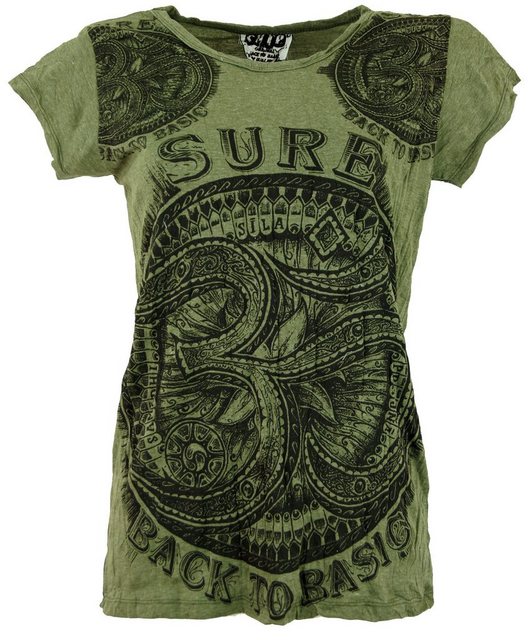 Guru-Shop T-Shirt Sure T-Shirt OM - olive Festival, Goa Style, alternative günstig online kaufen