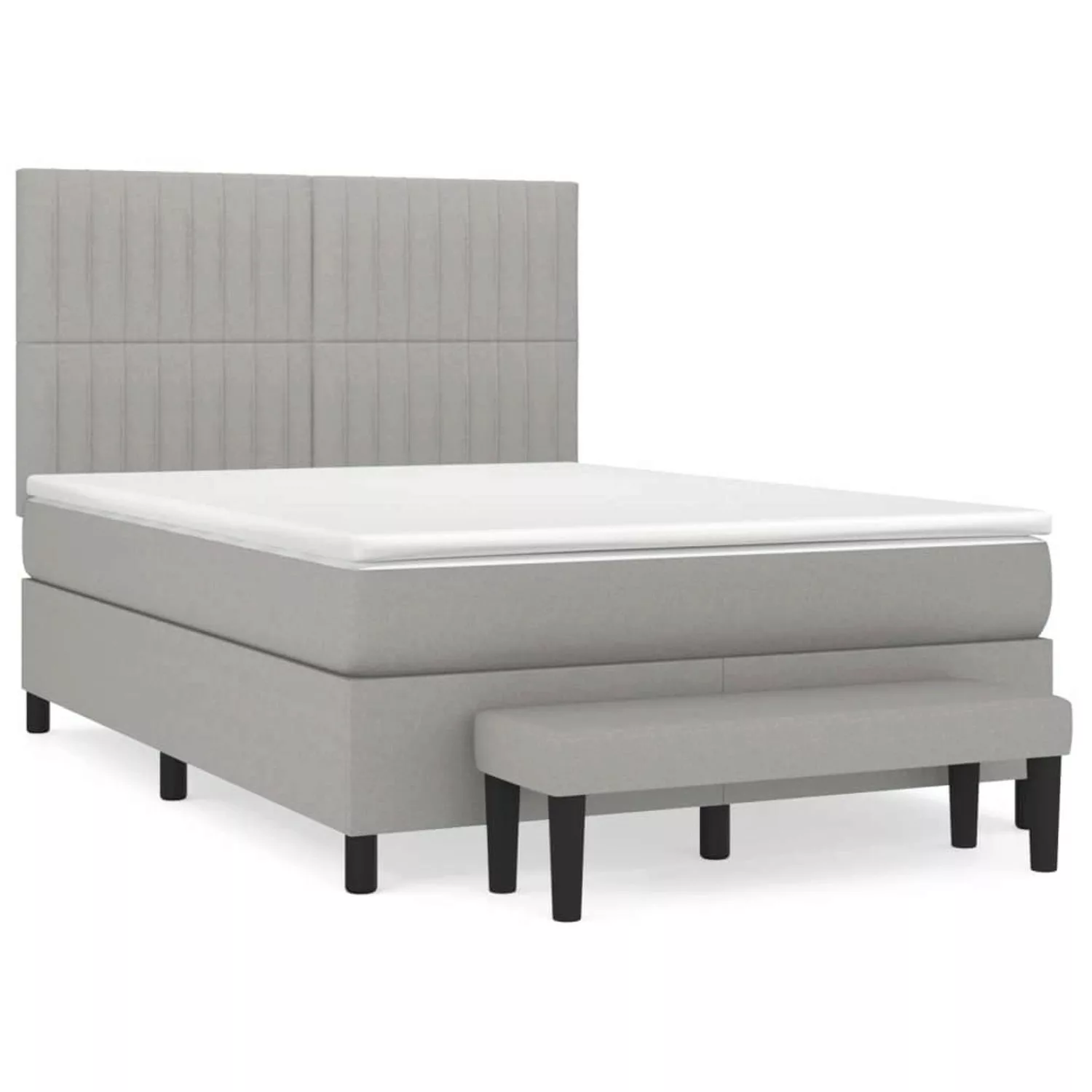 vidaXL Boxspringbett Boxspringbett mit Matratze Hellgrau 140x200 cm Stoff B günstig online kaufen