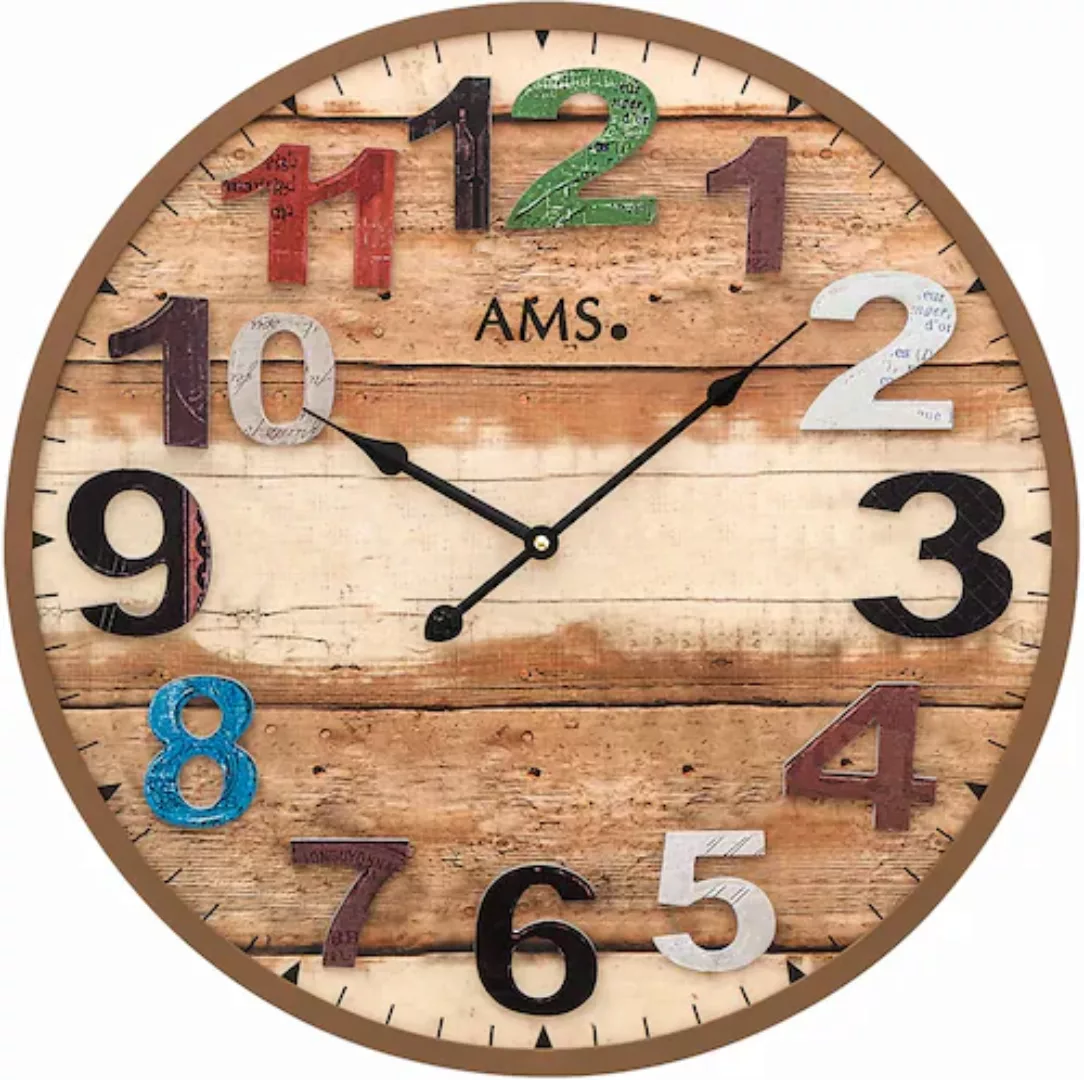 AMS Wanduhr »W9539«, Quarzuhr,Holz,Wohnzimmer,Esszimmer,Küche,Arbeitszimmer günstig online kaufen