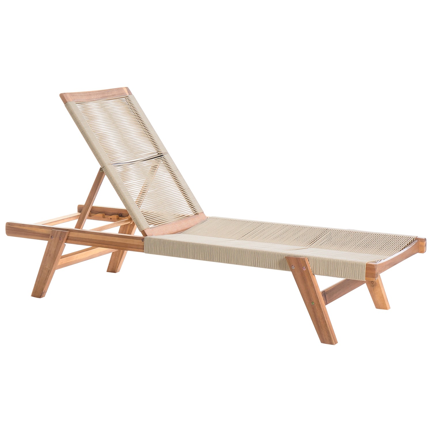 Beliani Gartenliege Beige Heller Holzfarbton 190x64x35 günstig online kaufen