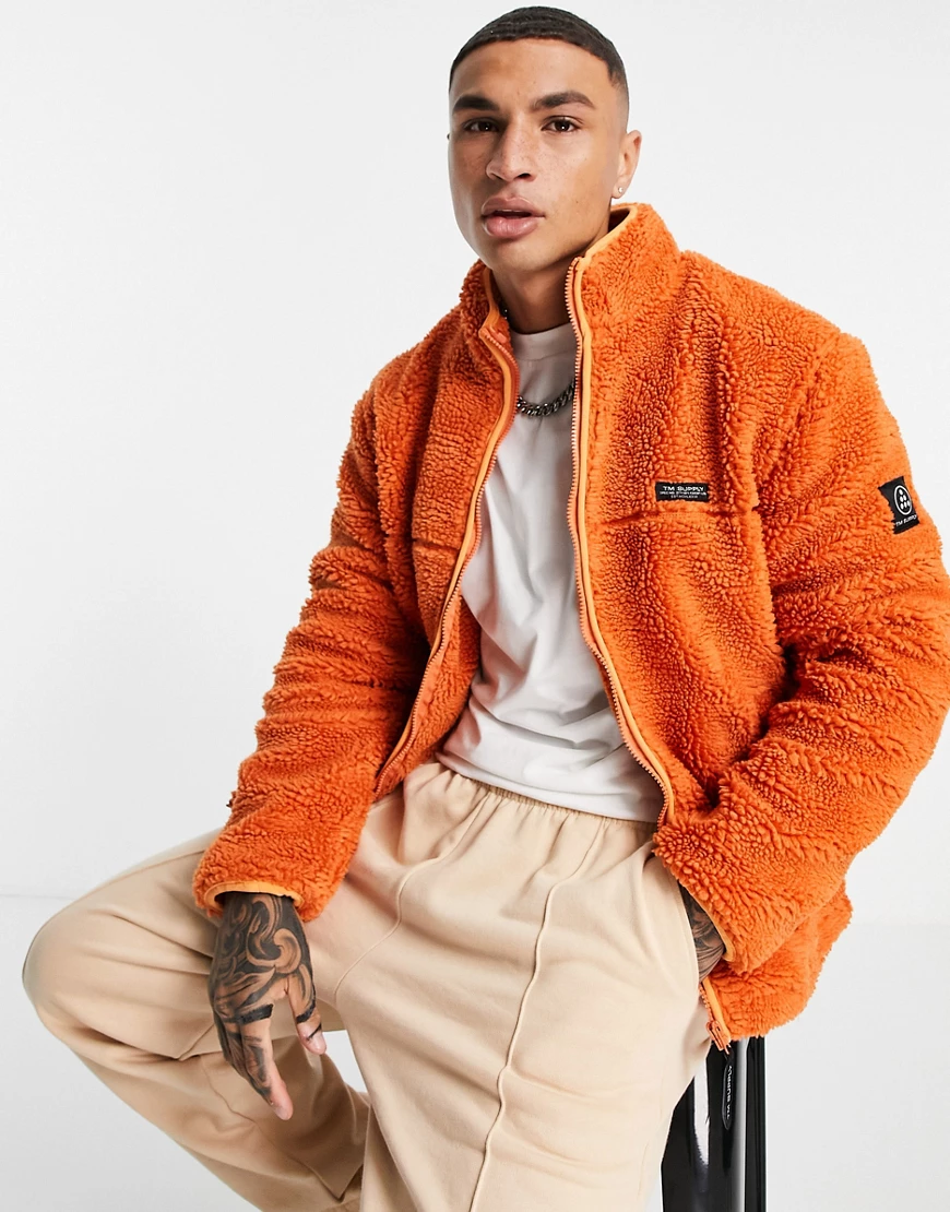 Topman – Jacke aus Kunstfell-Fleece in Orange günstig online kaufen