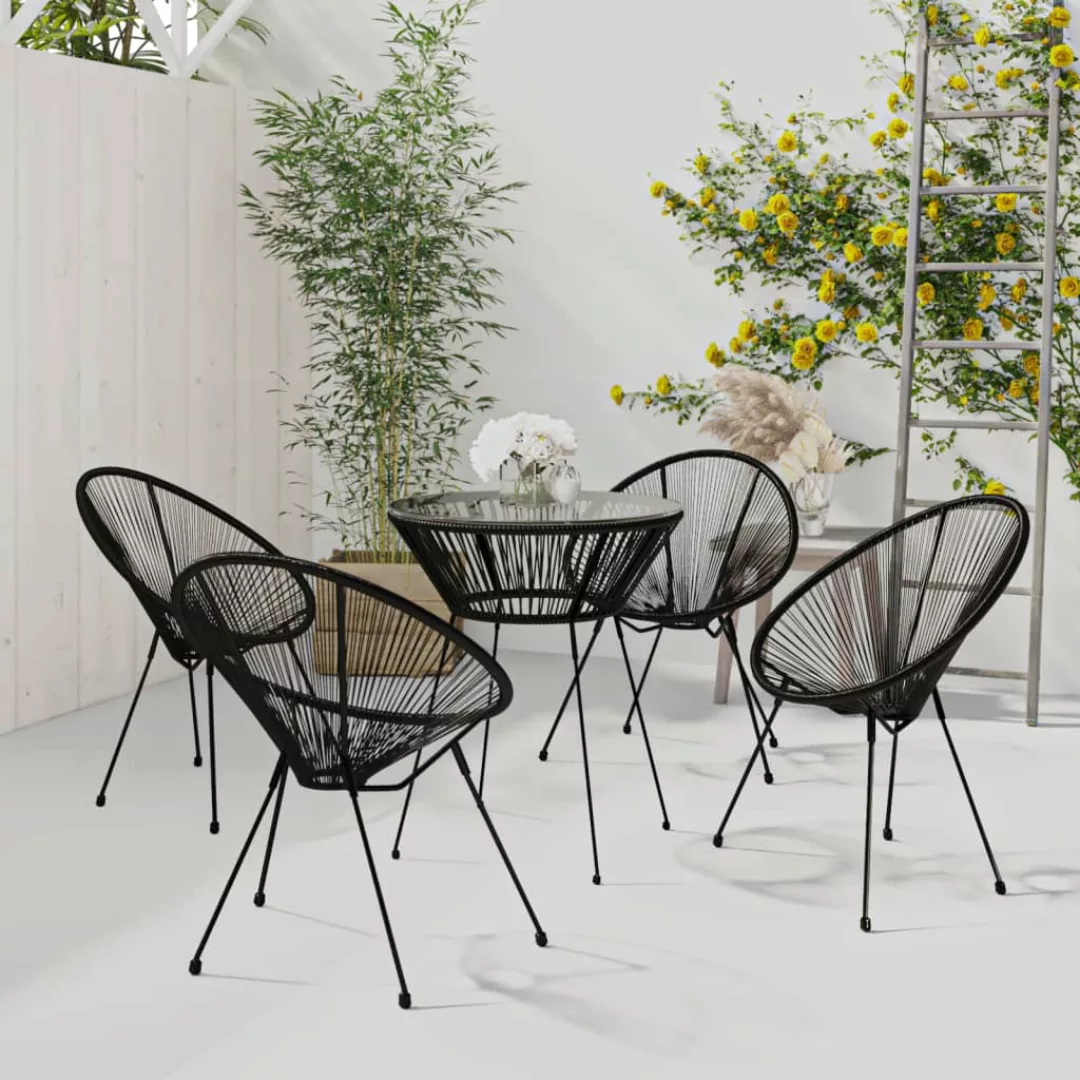 Vidaxl 5-tlg. Garten-essgruppe Pvc Rattan Schwarz günstig online kaufen