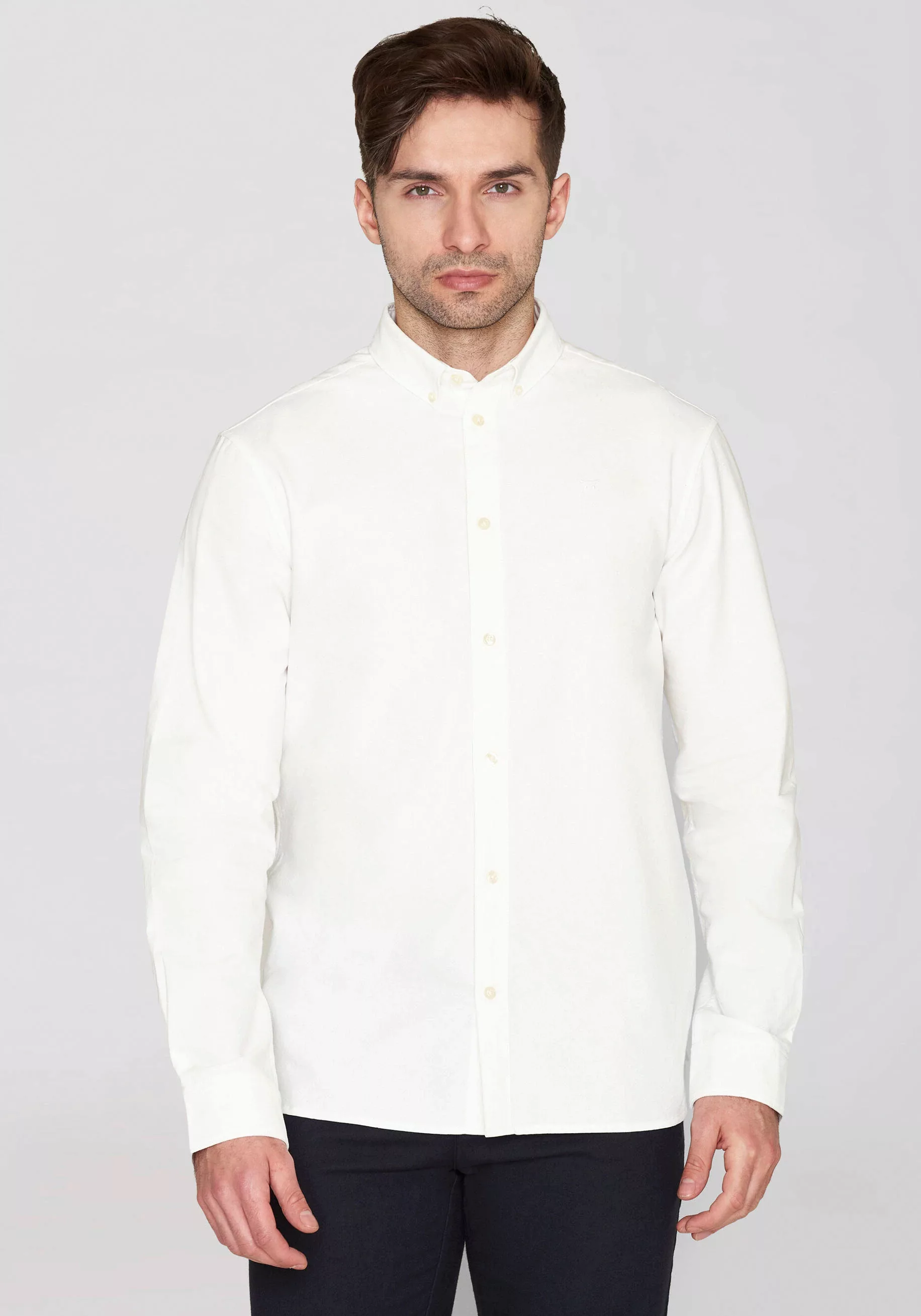 KnowledgeCotton Apparel Langarmhemd HARALD mit Button-Down-Kragen günstig online kaufen